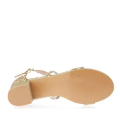 Wheres That From Strappy Mid High Block Heels in Gold