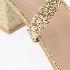 Wheres That From Strappy Mid High Block Heels in Gold