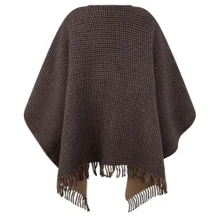 Woolrich V-Neck Wool Cape in Black