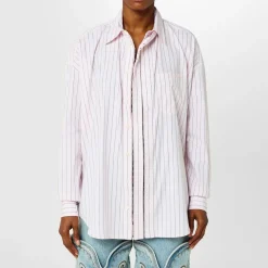 Y Project Oversize Hook And Eye Placket Stripe Shirt in Pink