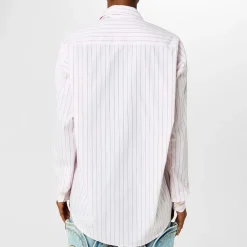 Y Project Oversize Hook And Eye Placket Stripe Shirt in Pink
