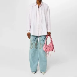 Y Project Oversize Hook And Eye Placket Stripe Shirt in Pink