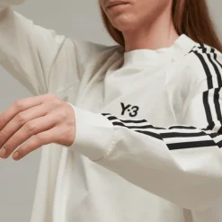 Y-3 3-Stripes Long Sleeve T-Shirt in Off White