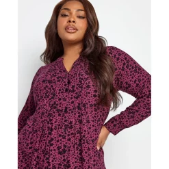 YOURS Curve Floral Pintuck Shirt in Pink