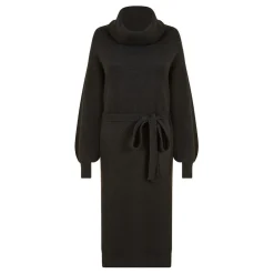 Yumi Roll Neck Midi Sweater Dress in Black