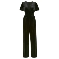 Yumi V Neck Wrap Jumpsuit with Angel Sleeves in Black